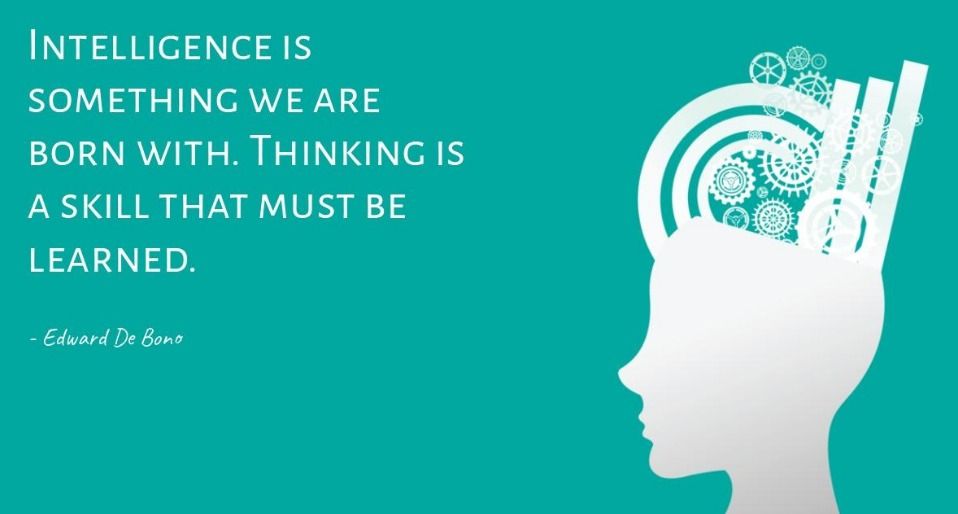 Quote from Edward De Bono on a green background and an icon representing a head and ideas on the right - The step-by-step guide to creating a content calendar - Image